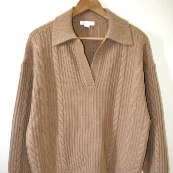 Unworn Nordstrom Signature Wool & Cashmere Cable Knit Jonny Collar Sweater - Picture 3 of 8